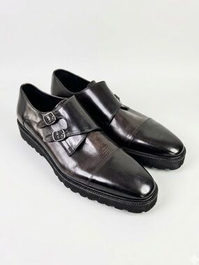 Genio leather double monk buckle strap dress shoe size EU 43